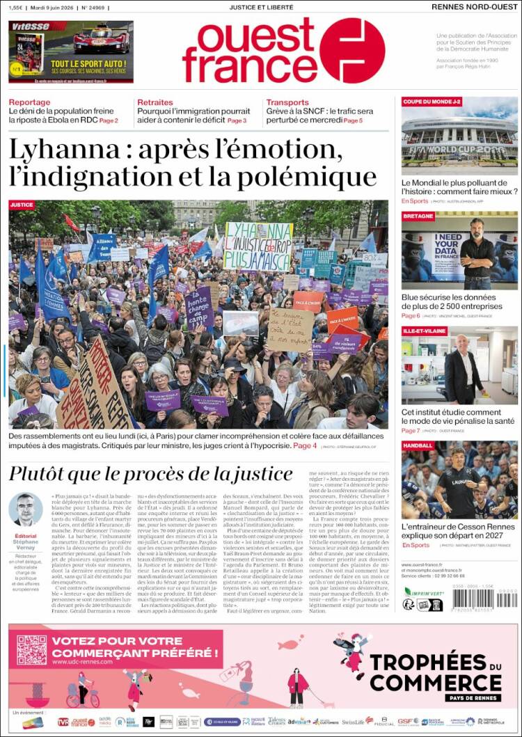 Portada de Ouest France (France)