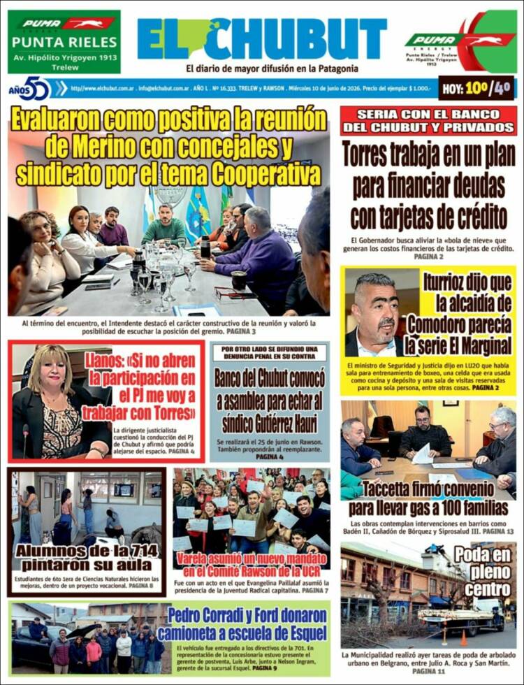 Portada de El Chubut (Argentina)