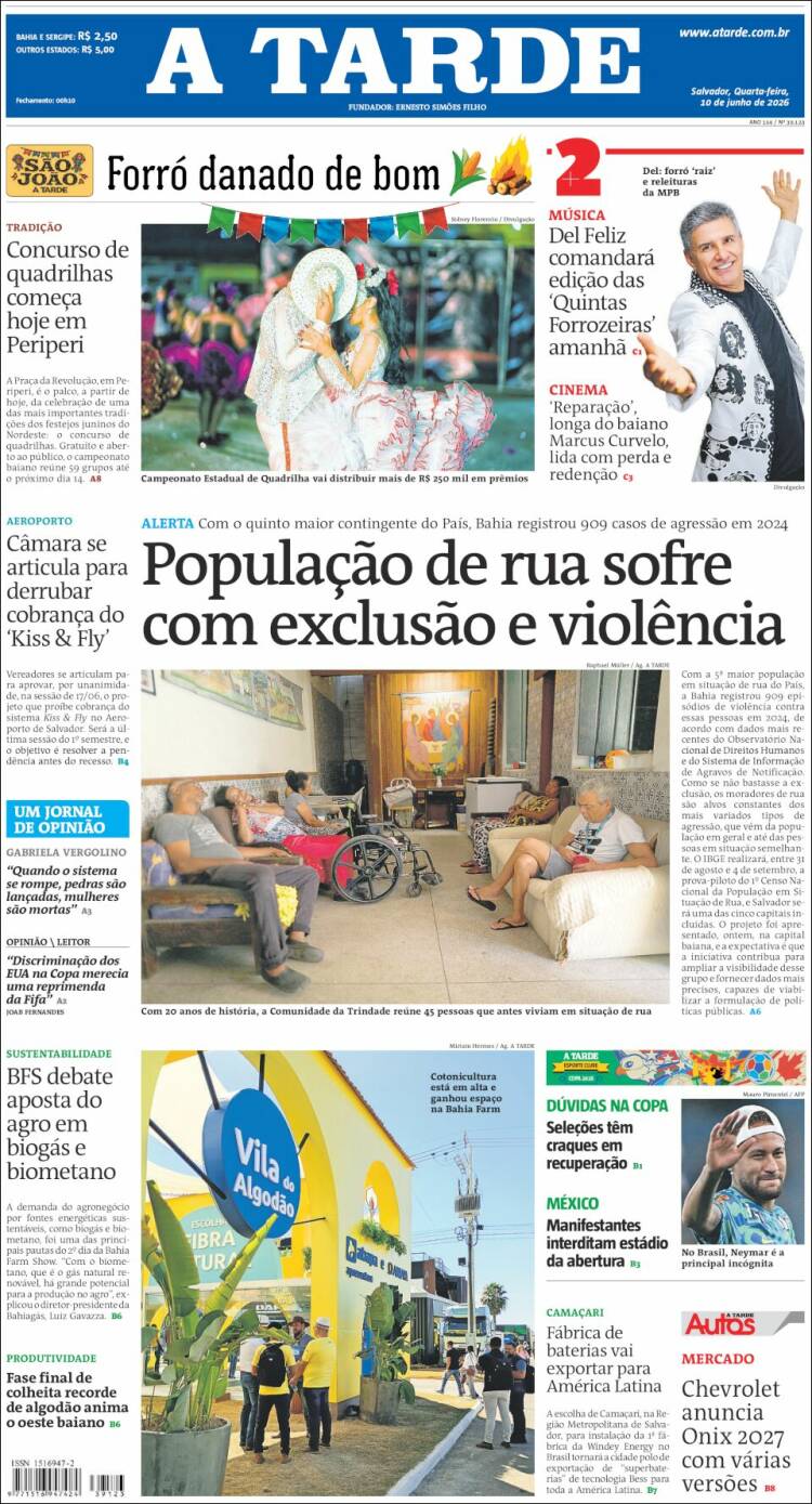 Portada de Diário A Tarde (Brasil)
