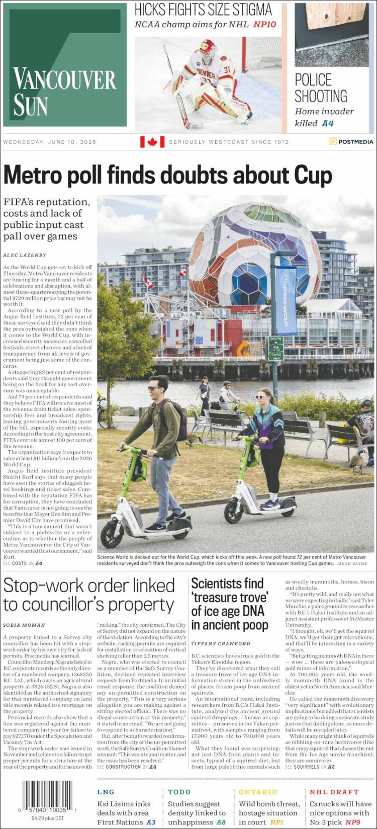 Portada de The Vancouver Sun (Canad&aacute;)