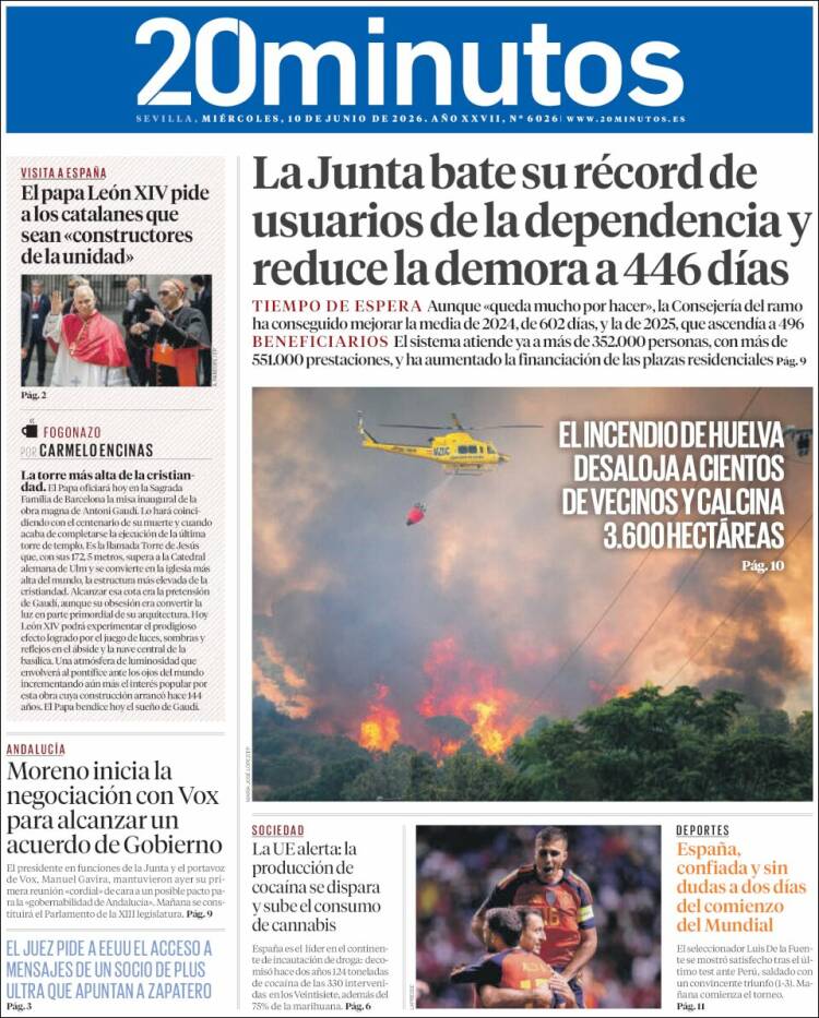 Portada de 20 Minutos - Sevilla (Espa&ntilde;a)