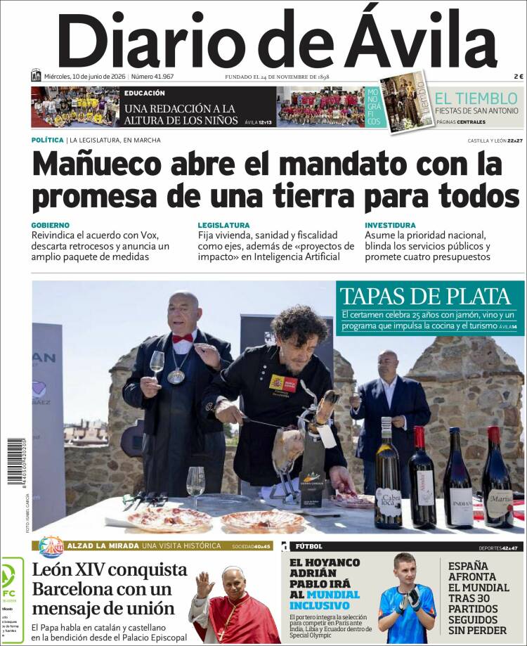 Portada de Diario de Ávila (Espa&ntilde;a)