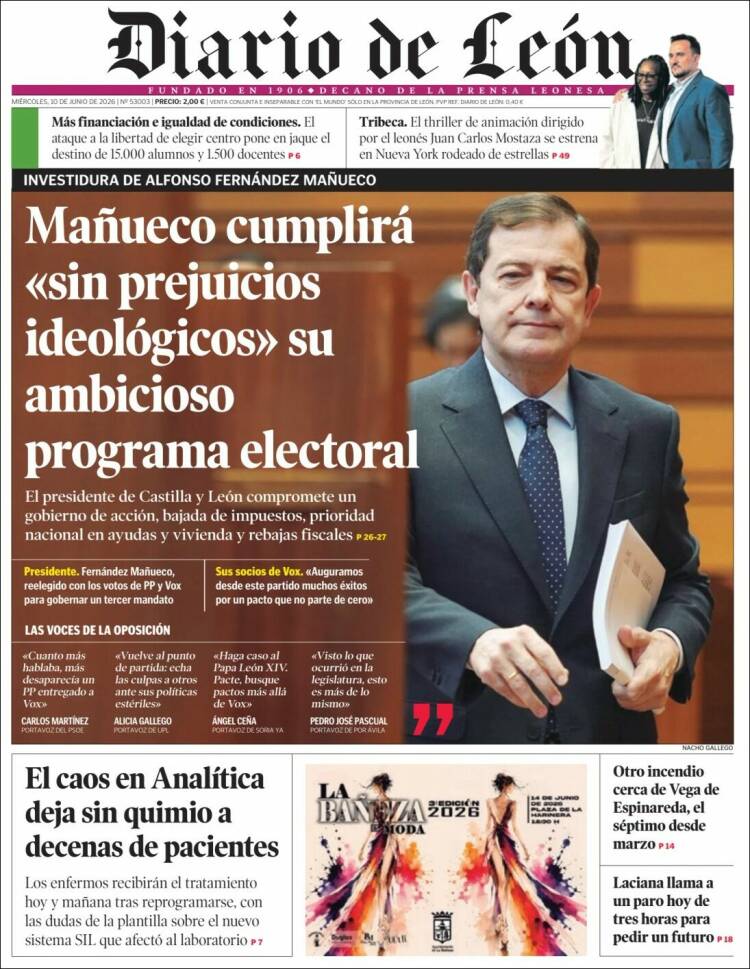 Portada de Diario de León (Espa&ntilde;a)