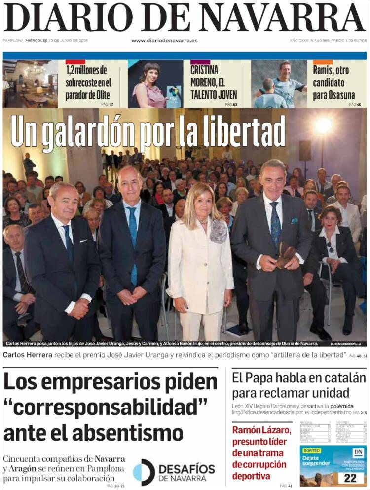 Portada de Diario de Navarra (Espa&ntilde;a)