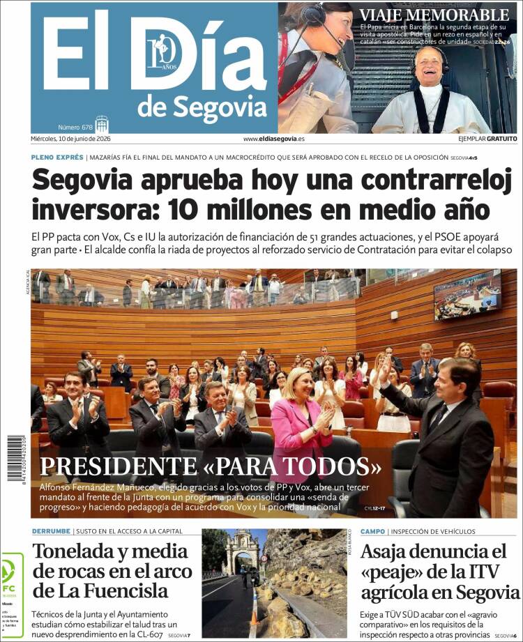 Portada de El Día de Segovia (Espa&ntilde;a)
