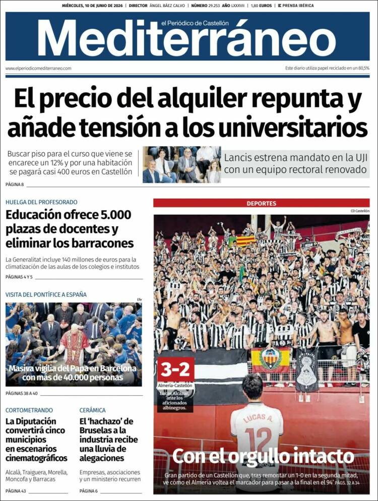 Portada de El Periódico Mediterraneo (Espa&ntilde;a)