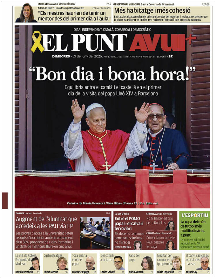 Portada de El Punt Avui (Spain)