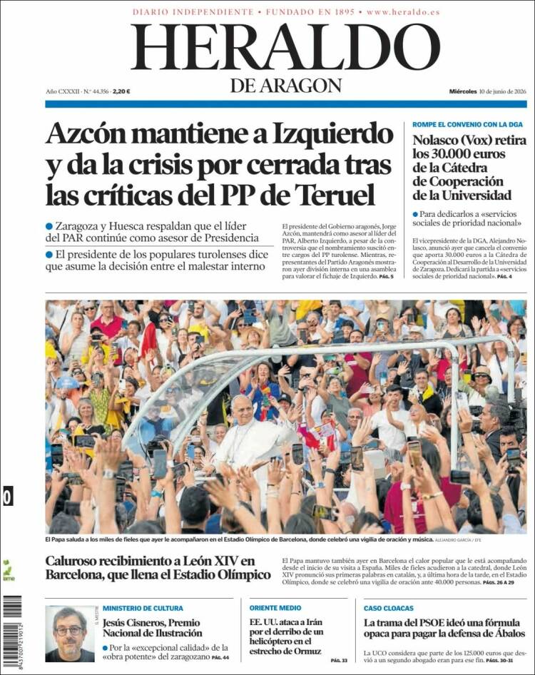 Portada de Heraldo de Aragón (Espa&ntilde;a)