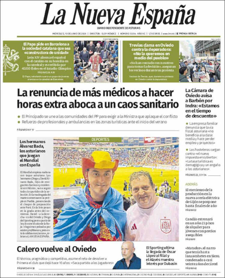 Portada de La Nueva España (Espa&ntilde;a)