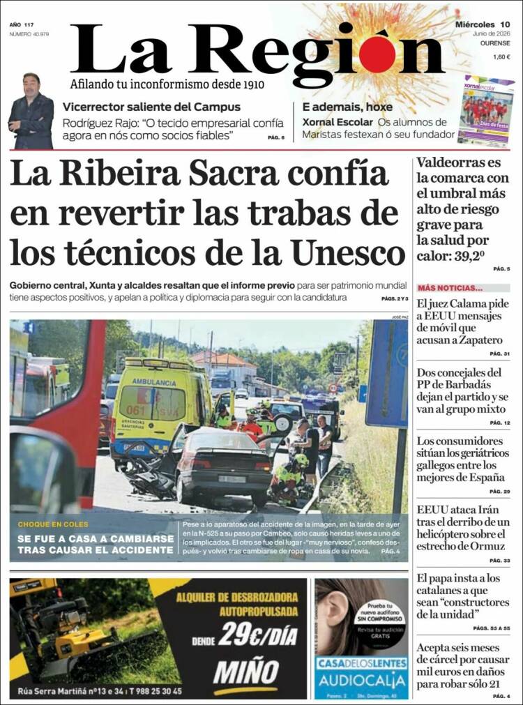 Portada de La Región de Ourense (Espa&ntilde;a)