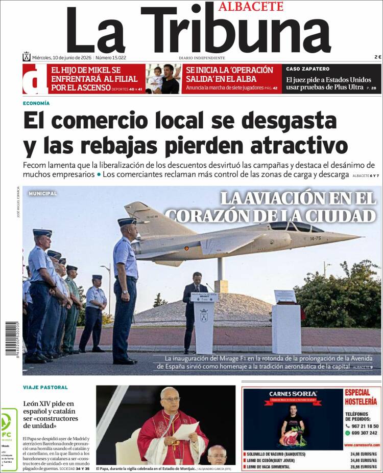 Portada de La Tribuna de Albacete (Espa&ntilde;a)