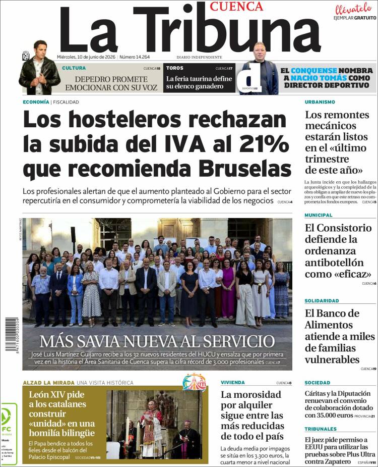 Portada de La Tribuna de Cuenca (Espa&ntilde;a)