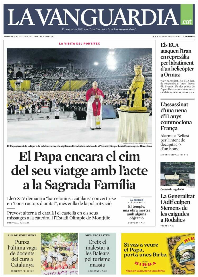 Portada de La Vanguardia (Espa&ntilde;a)