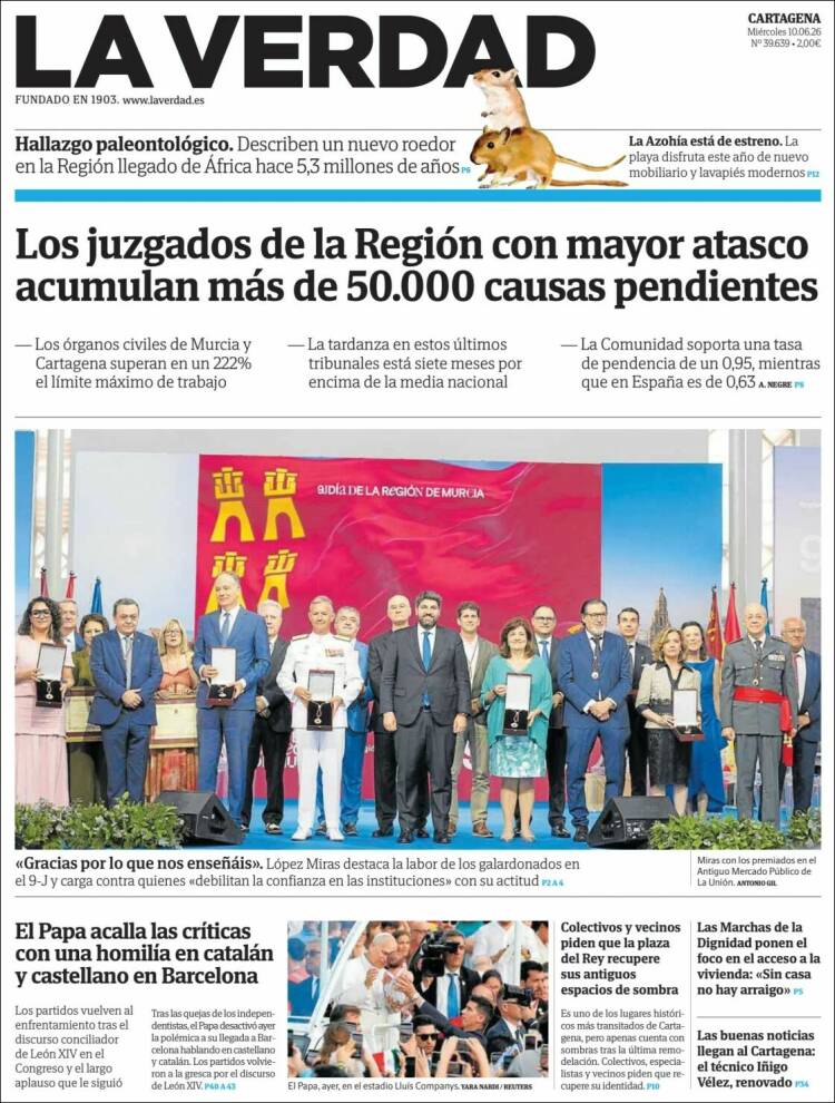 Portada de La Verdad de Cartagena (Espa&ntilde;a)