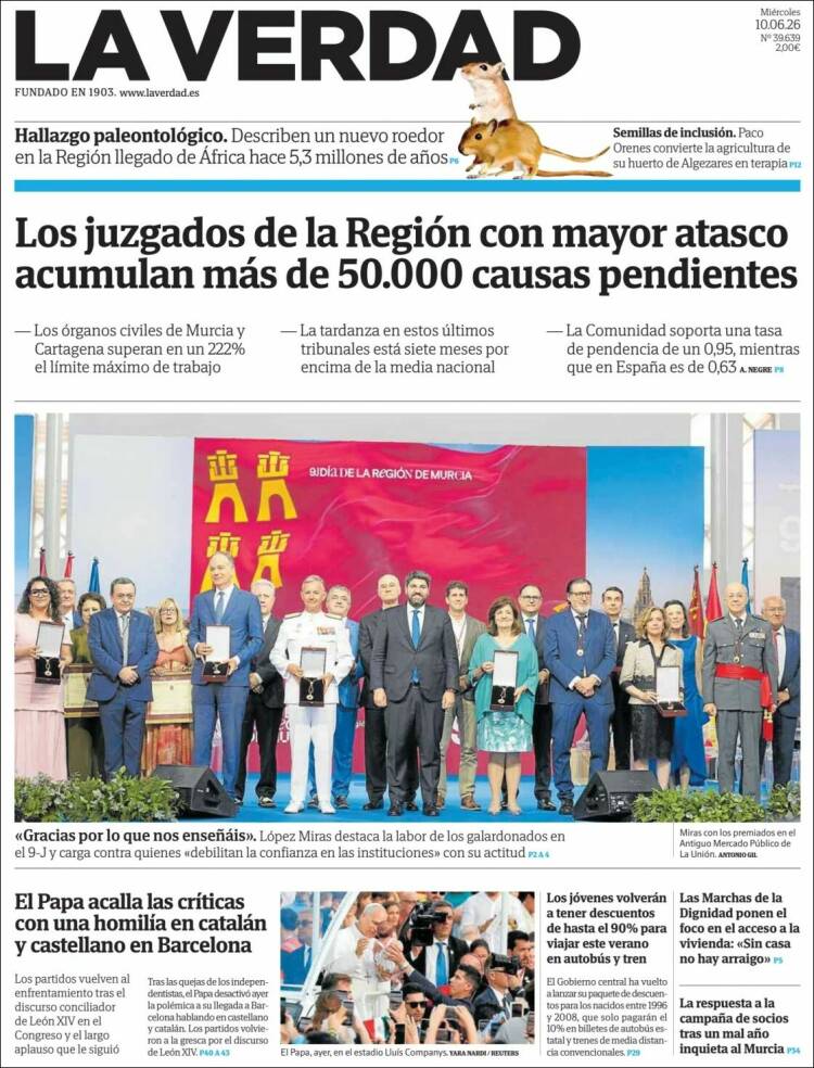 Portada de La Verdad de Murcia (Espa&ntilde;a)