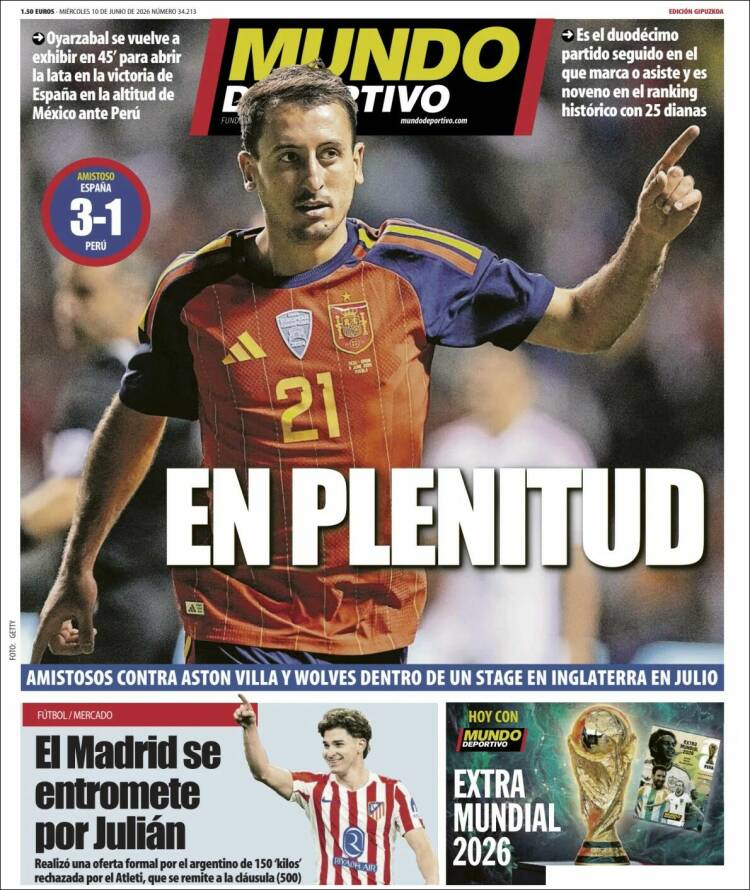 Portada de Mundo Deportivo Gipuzkoa (Espa&ntilde;a)