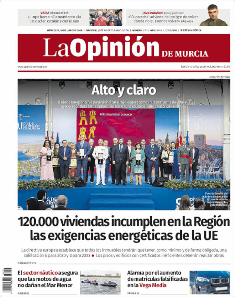 Portada de La Opinión de Murcia (Espa&ntilde;a)