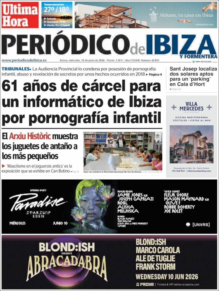 Portada de Periódico de Ibiza (Espa&ntilde;a)