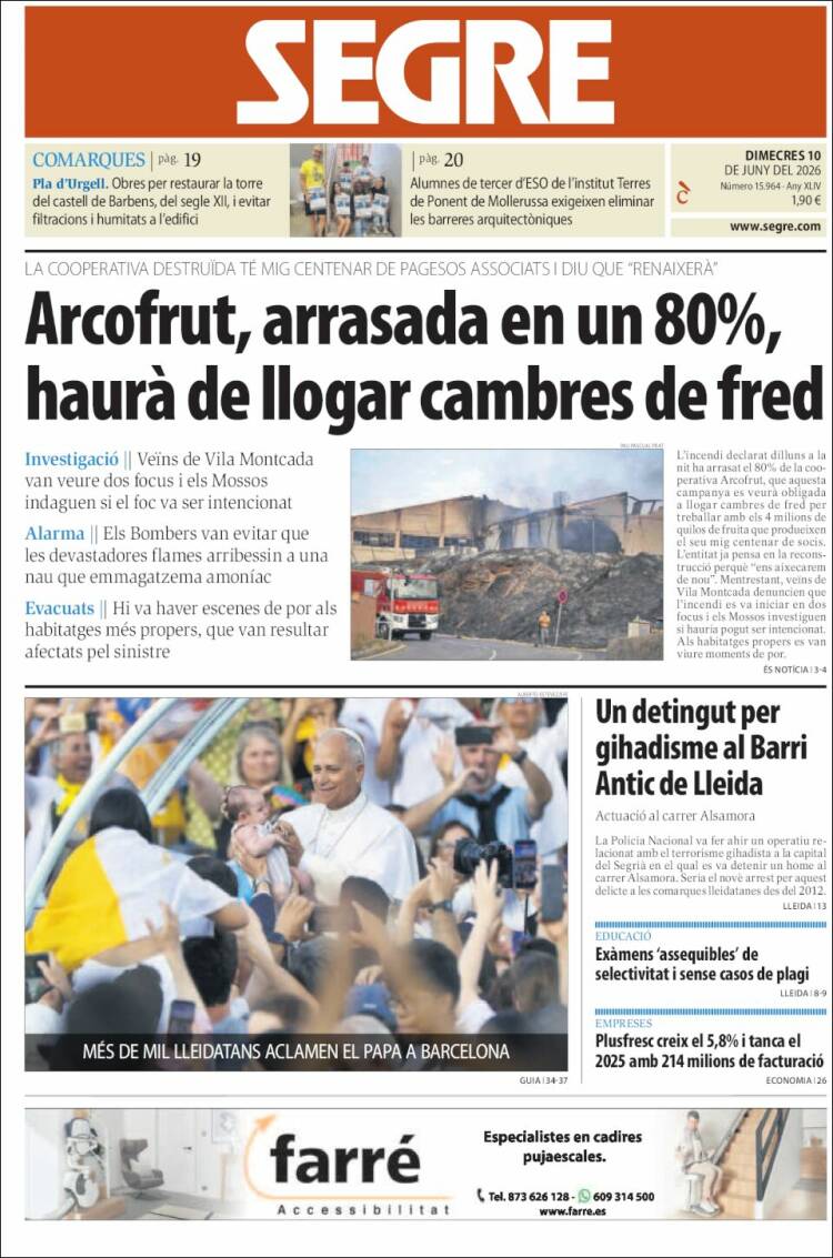 Portada de Segre (Espa&ntilde;a)