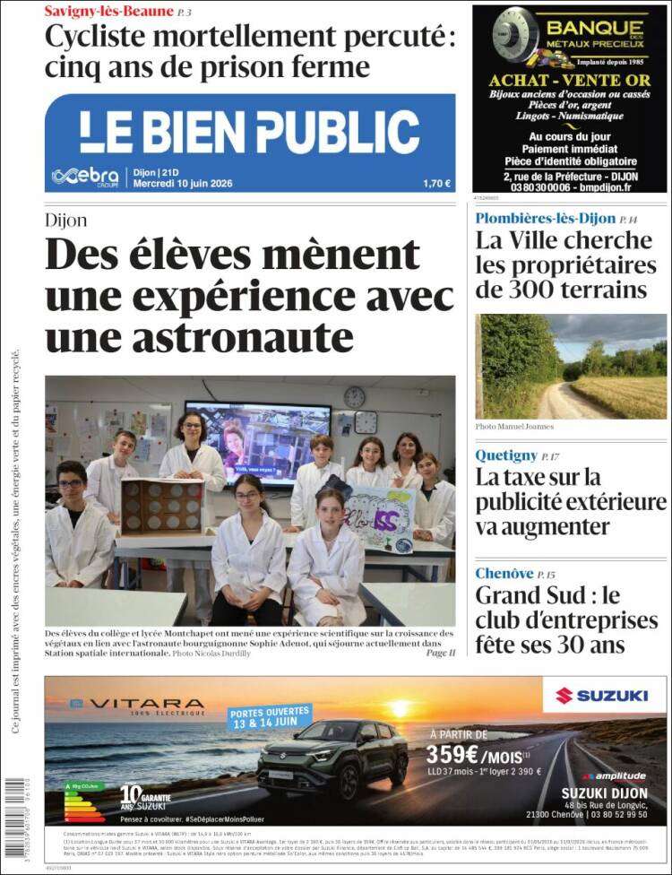 Portada de Le Bien Public (Francia)