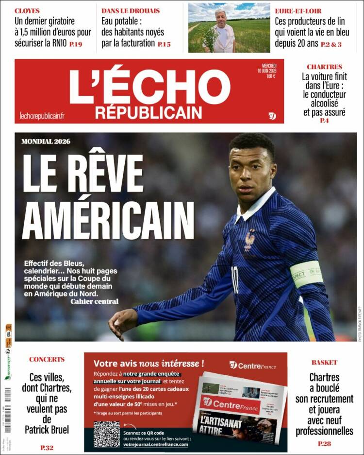 Portada de L'Echo Républicain (Francia)