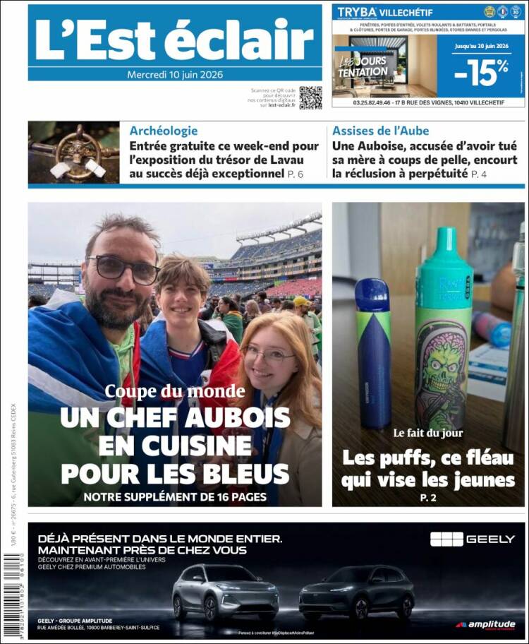 Portada de L'Est Eclair (Francia)