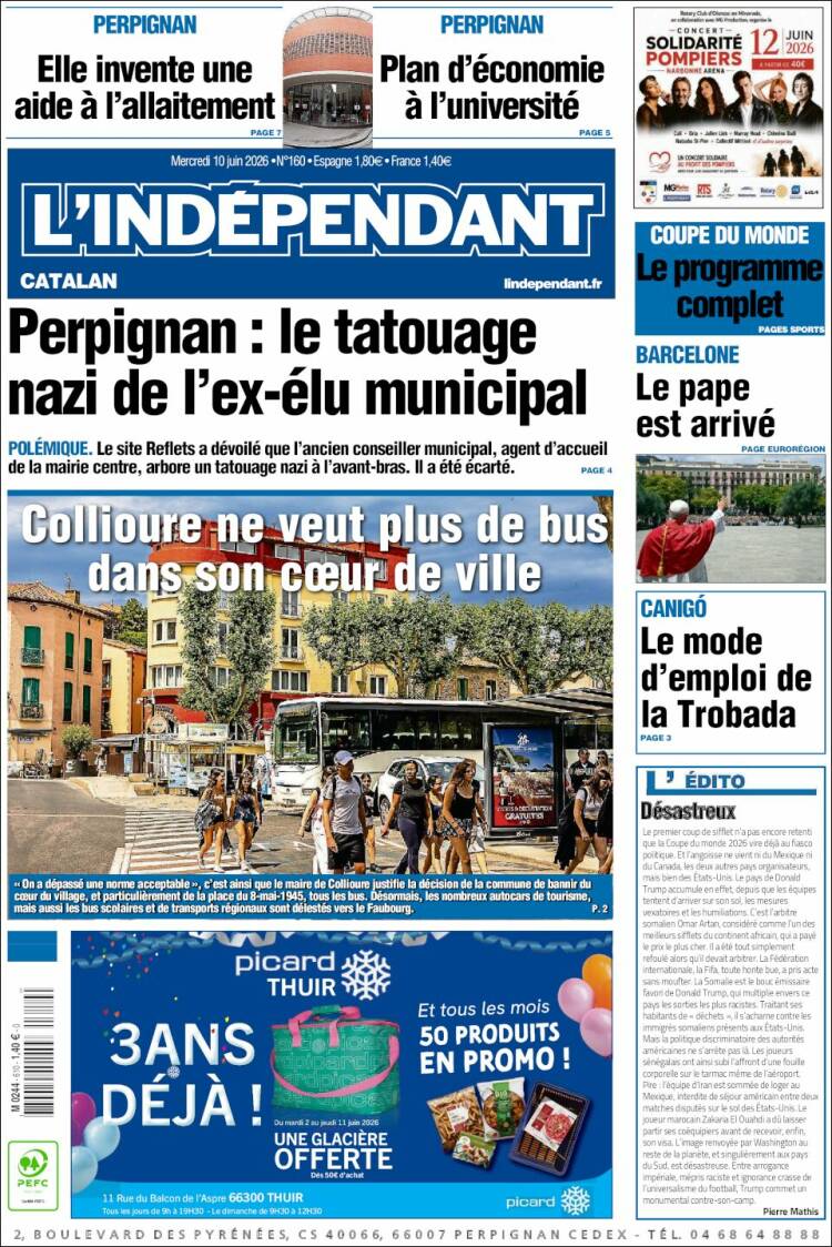 Portada de Le Indépendant (Francia)