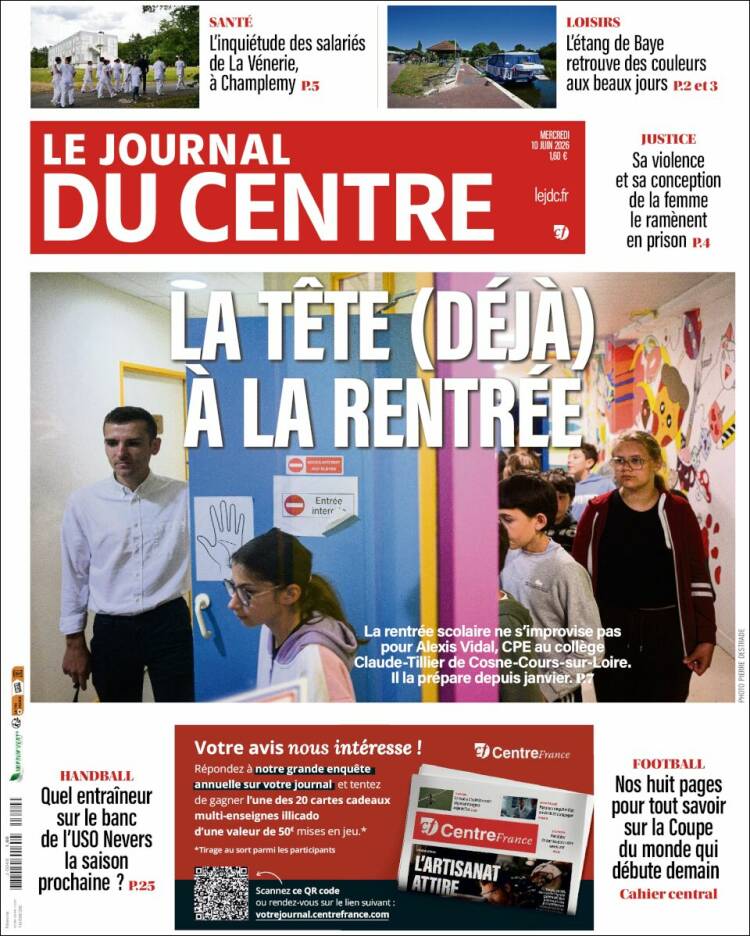 Portada de Le Journal du Centre (Francia)