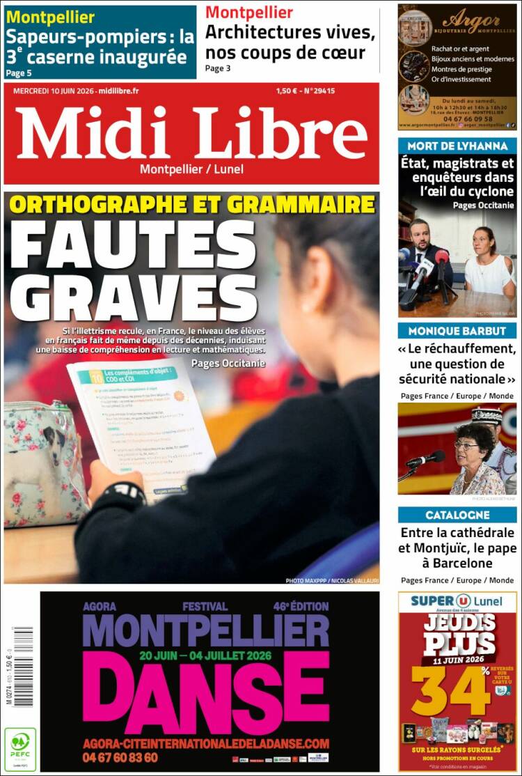 Portada de Midi Libre (Francia)