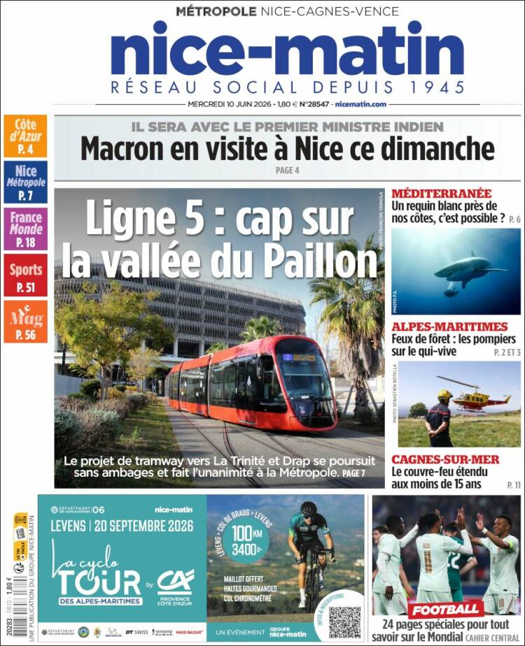 Portada de Nice-Matin (Francia)