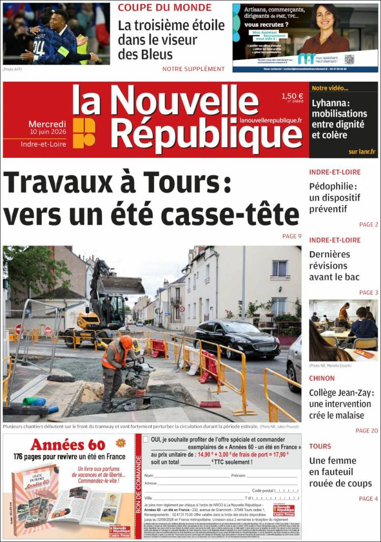 Portada de La Nouvelle Republique (Francia)