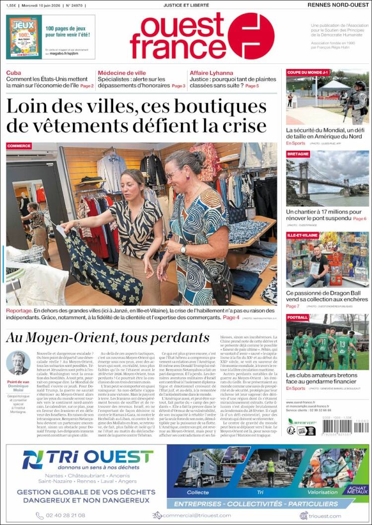 Portada de Ouest France (Francia)