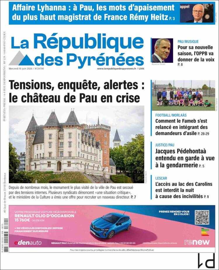 Portada de La République des Pyrénées (Francia)