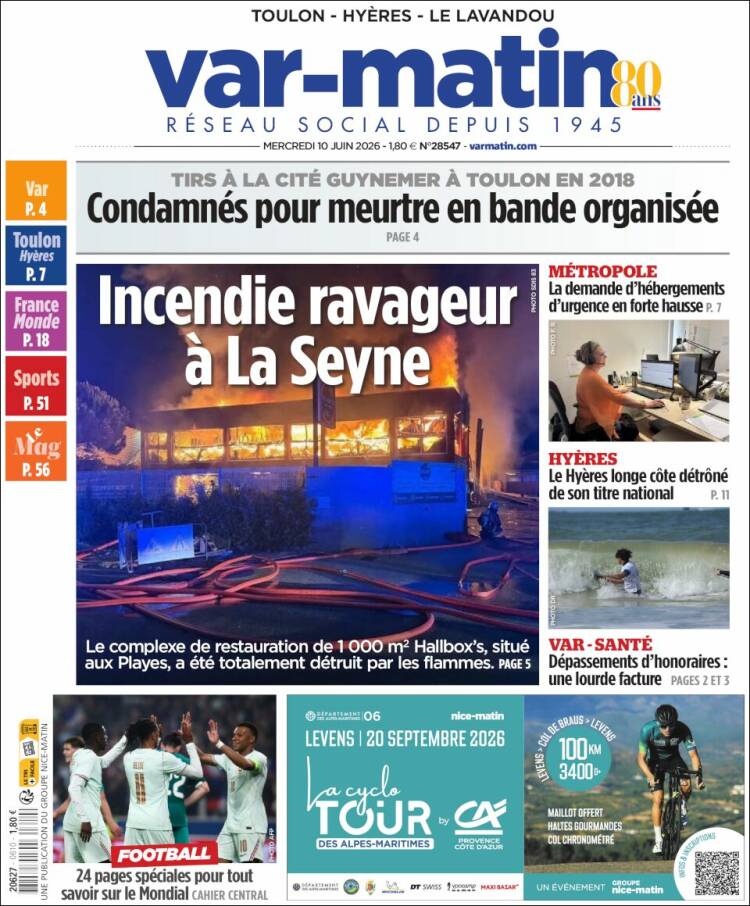 Portada de Var-Matin (Francia)