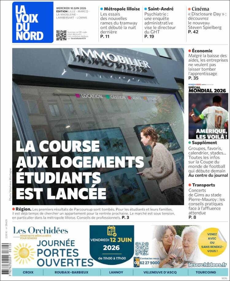 Portada de La Voix du Nord (Francia)