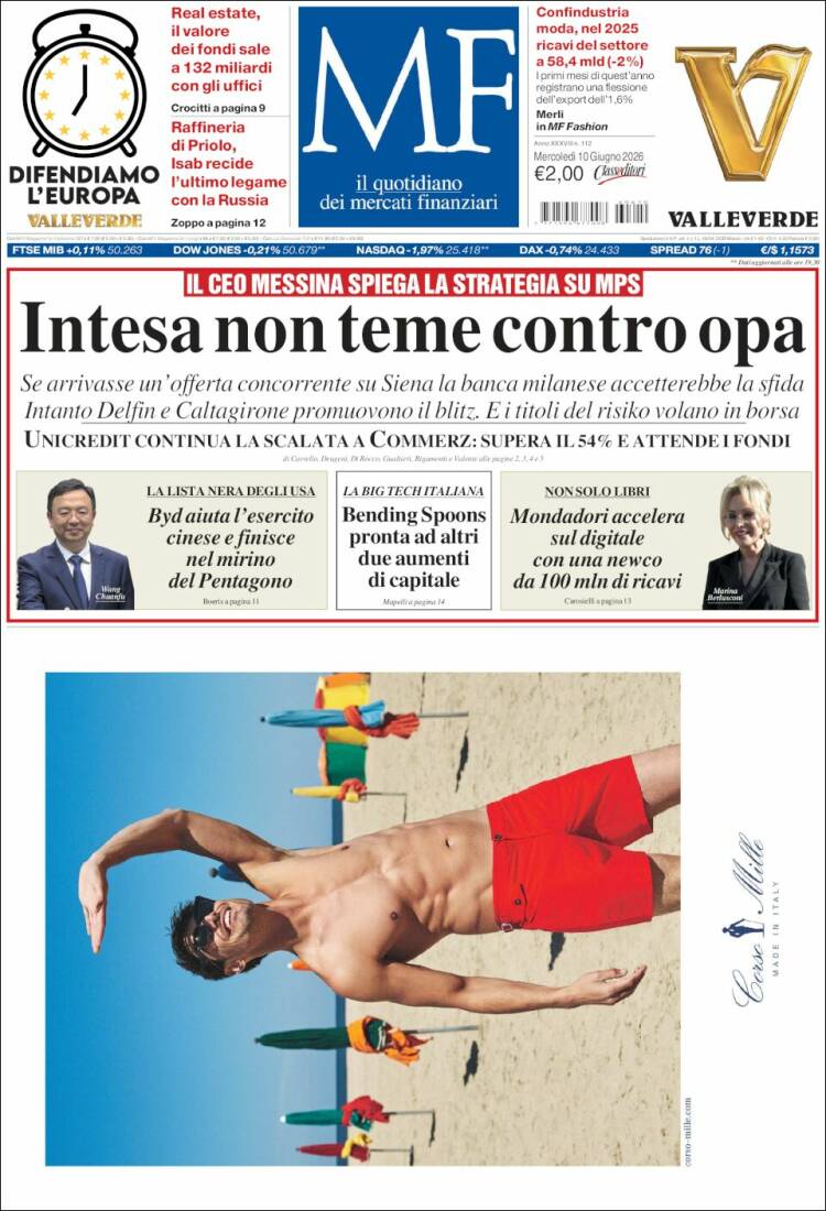 Portada de Milano Finanza (Italia)