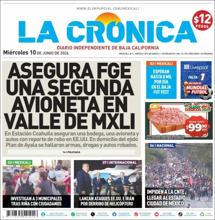 Portada de La Crónica de Baja California (M&eacute;xico)