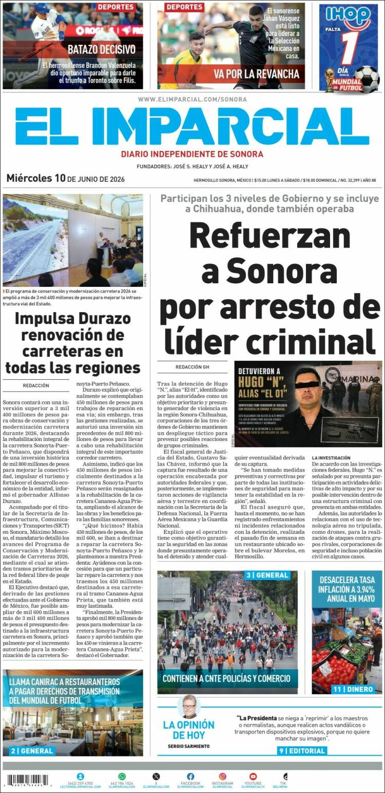 Portada de El Imparcial (M&eacute;xico)
