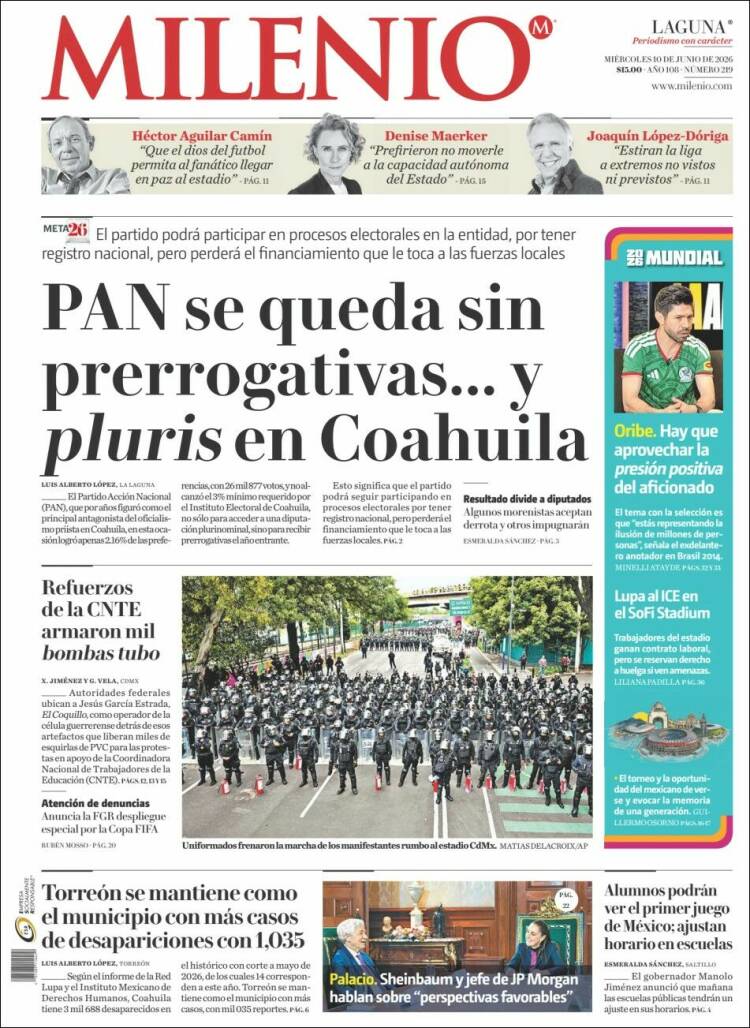 Portada de Milenio - Laguna (M&eacute;xico)