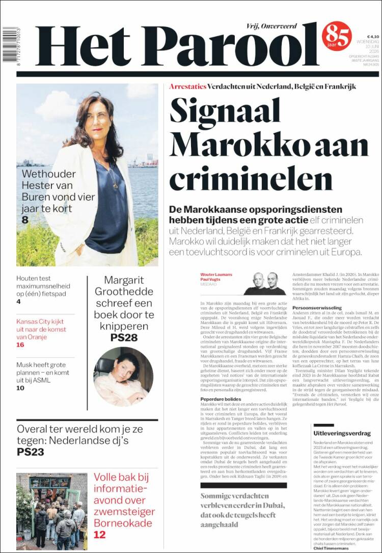 Portada de Het Parool (Pa&iacute;ses Bajos)