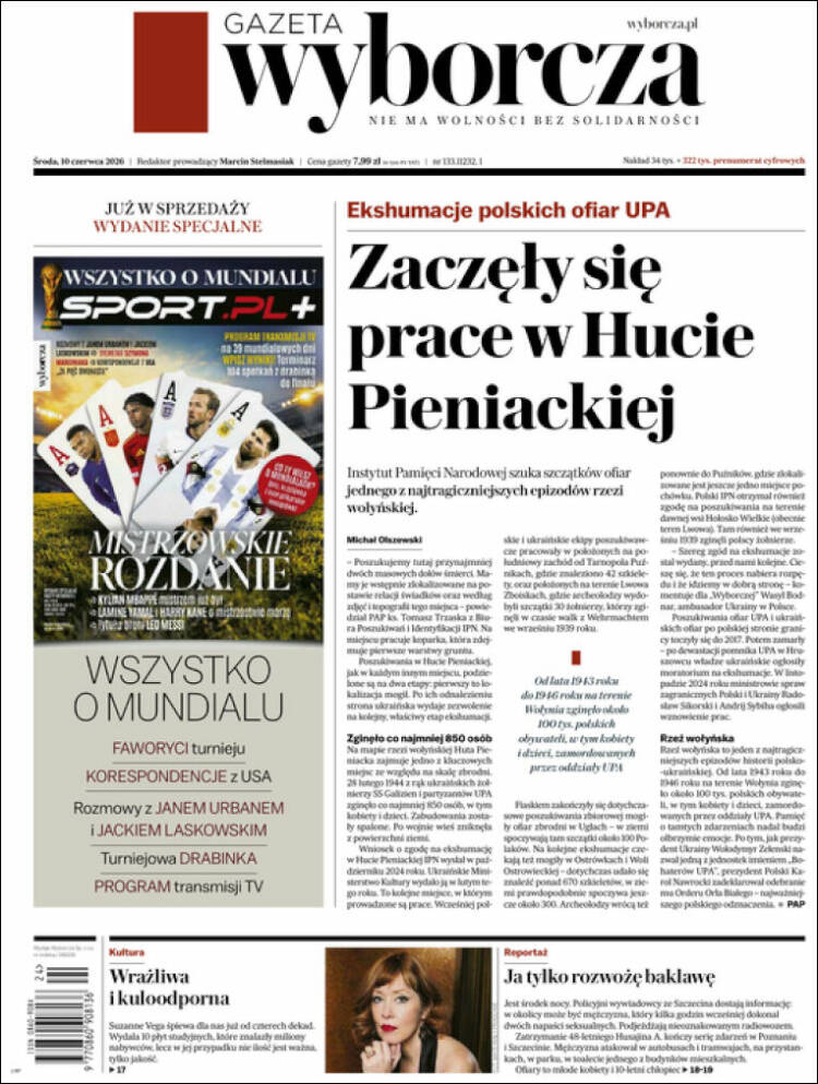 Portada de Gazeta Wyborcza (Polonia)