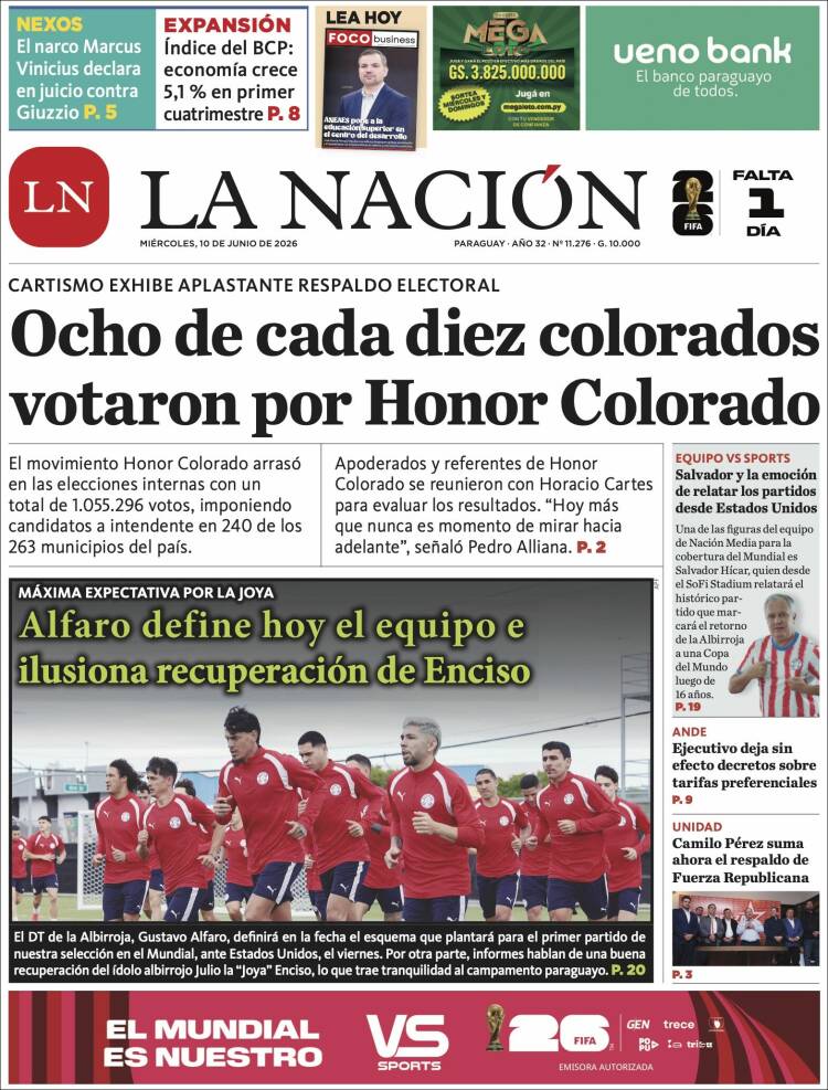 Portada de La Nación (Paraguay)