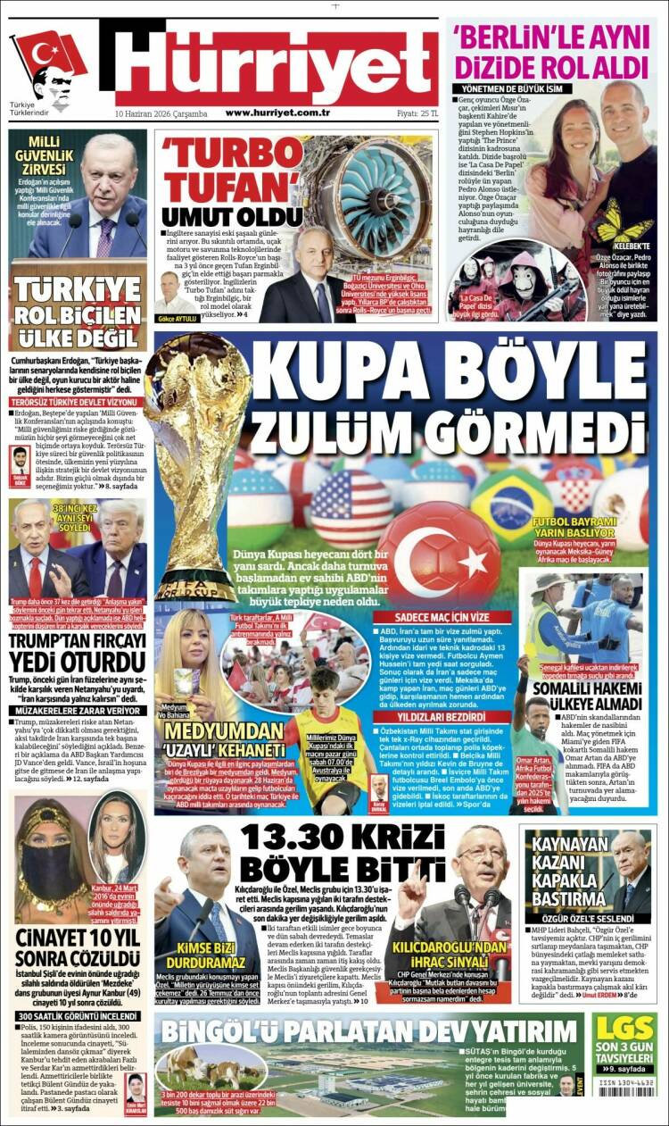 Portada de Hürriyet (Turqu&iacute;a)
