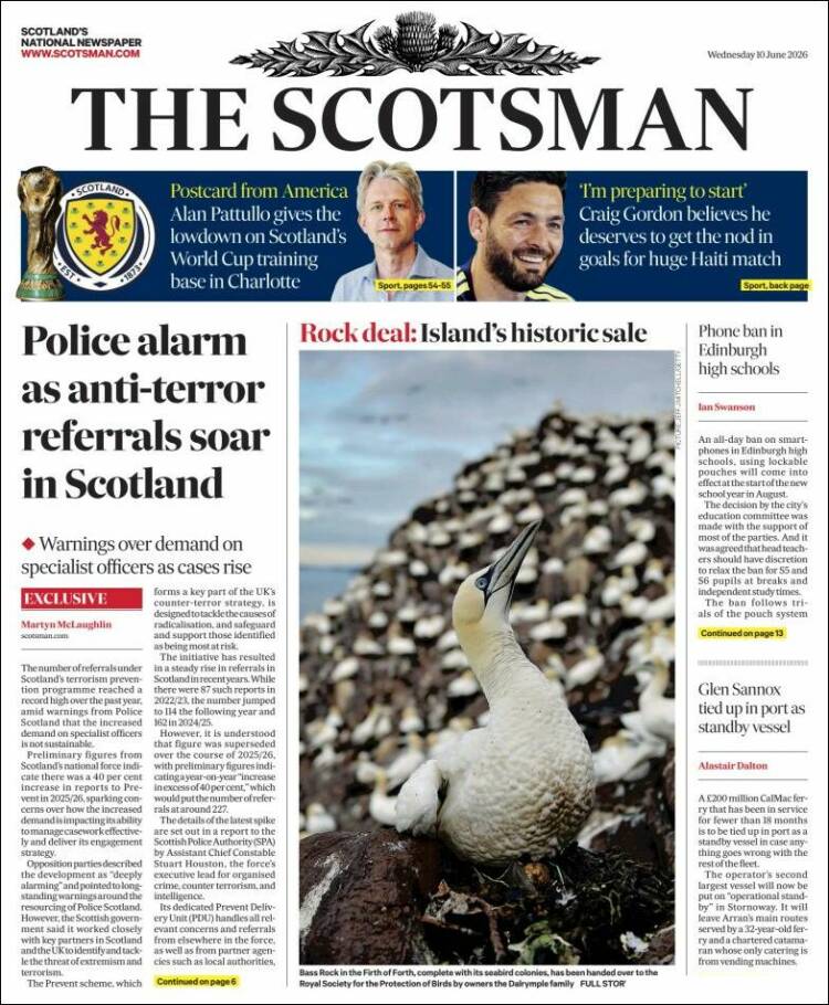 Portada de The Scotsman (Reino Unido)