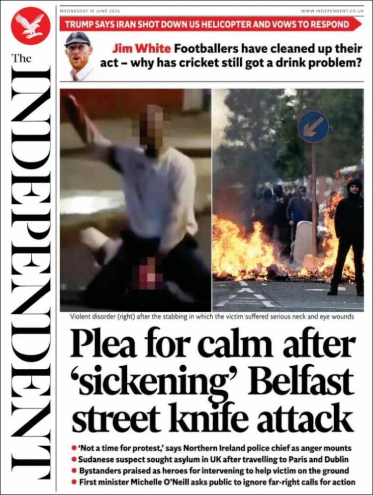 Portada de The Independent (Reino Unido)