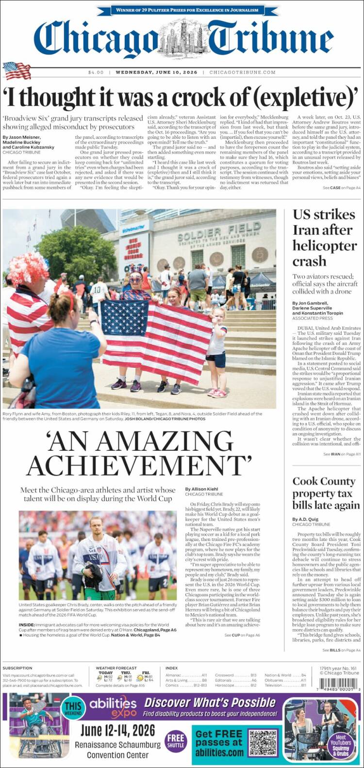 Portada de Chicago Tribune (USA)