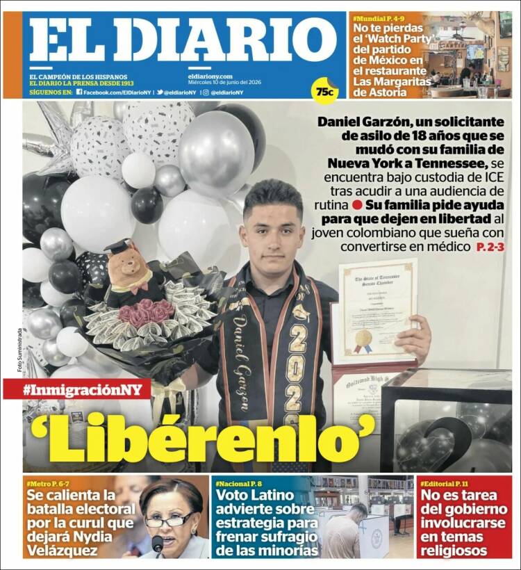 Portada de El Diario NY (USA)