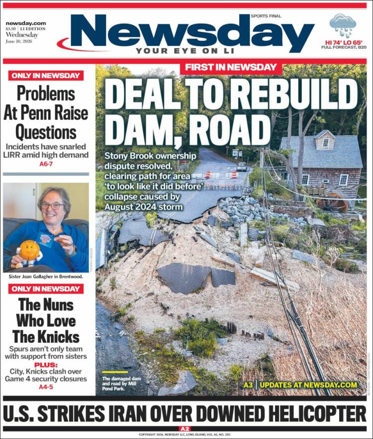 Portada de Newsday (USA)