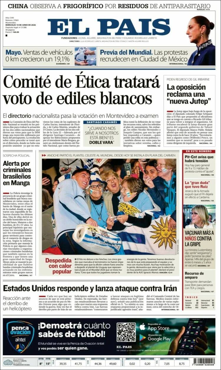 Portada de El País (Uruguay)
