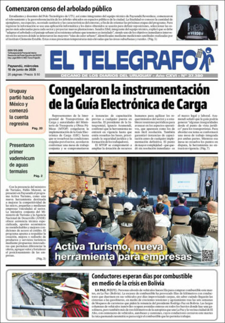 Portada de El Telégrafo (Uruguay)